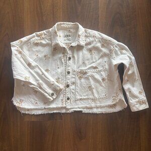 Zara White Jean Shirt Jacket - Size S